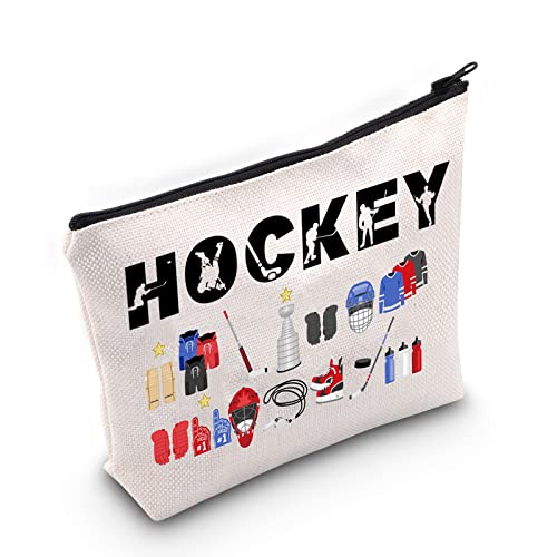 Hockey Player Gift for Girl Hockey Cosmetic Bag Hockey Lover Gift Hockey Makeup Zipper Pouch for Hockey Mom Hockey Coach Hockey Team Hockey Girls (Hockey)