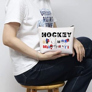 Hockey Player Gift for Girl Hockey Cosmetic Bag Hockey Lover Gift Hockey Makeup Zipper Pouch for Hockey Mom Hockey Coach Hockey Team Hockey Girls (Hockey)