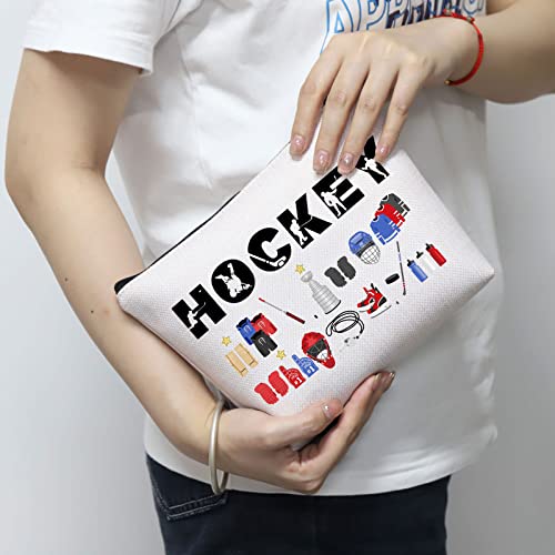 Hockey Player Gift for Girl Hockey Cosmetic Bag Hockey Lover Gift Hockey Makeup Zipper Pouch for Hockey Mom Hockey Coach Hockey Team Hockey Girls (Hockey)