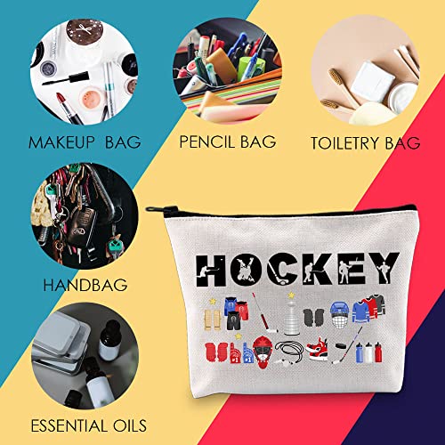 Hockey Player Gift for Girl Hockey Cosmetic Bag Hockey Lover Gift Hockey Makeup Zipper Pouch for Hockey Mom Hockey Coach Hockey Team Hockey Girls (Hockey)