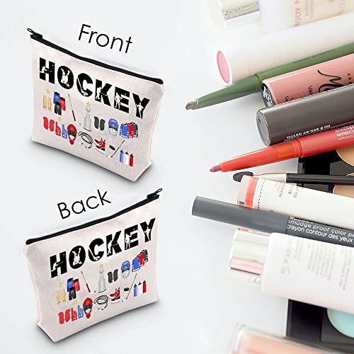 Hockey Player Gift for Girl Hockey Cosmetic Bag Hockey Lover Gift Hockey Makeup Zipper Pouch for Hockey Mom Hockey Coach Hockey Team Hockey Girls (Hockey)