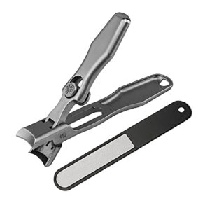 nail clippers, toenail clippers, fingernail clipper long handle stainless steel wide jaw opening, for ingrown thick nails, universal for men, women, elderly (silver)