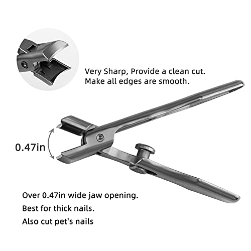 Nail Clippers, Toenail Clippers, Fingernail Clipper Long Handle Stainless Steel Wide Jaw Opening, for Ingrown Thick Nails, Universal for Men, Women, Elderly (Silver)