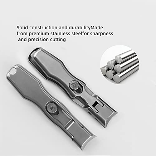 Nail Clippers, Toenail Clippers, Fingernail Clipper Long Handle Stainless Steel Wide Jaw Opening, for Ingrown Thick Nails, Universal for Men, Women, Elderly (Silver)