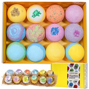 bath bombs gift set – organic extra large 12 pack handmade natural bath bombs with essential oils, sea salt, shea butter, coconut oil – perfect birthday, valentines gift for women, kids