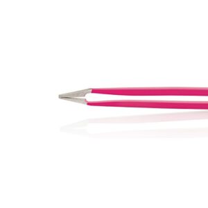 BEST SLANT TWEEZERS PINK Set Includes CASE and Ebook - Precision Eyebrows Tweezer - Stainless Steel - For Beautiful Eyebrows!