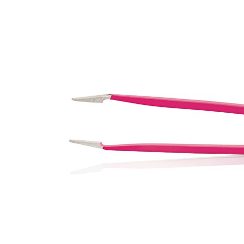 BEST SLANT TWEEZERS PINK Set Includes CASE and Ebook - Precision Eyebrows Tweezer - Stainless Steel - For Beautiful Eyebrows!