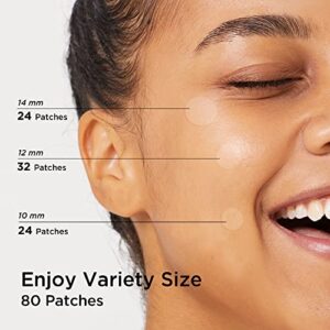 Avarelle Pimple Patches (40 Count) Hydrocolloid Acne Cover Patches | Zit Patches for Blemishes, Zits and Breakouts with Tea Tree, Calendula and Cica Oil for Face | Vegan, Cruelty Free Certified, Carbonfree Certified (40 PATCHES) (MEDIUM, 80)