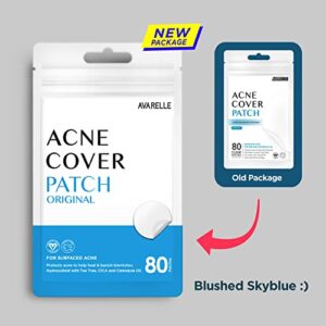 Avarelle Pimple Patches (40 Count) Hydrocolloid Acne Cover Patches | Zit Patches for Blemishes, Zits and Breakouts with Tea Tree, Calendula and Cica Oil for Face | Vegan, Cruelty Free Certified, Carbonfree Certified (40 PATCHES) (MEDIUM, 80)