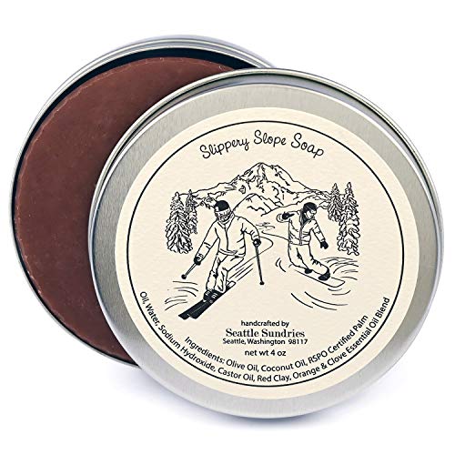 Seattle Sundries | Clove & Orange Soap Bar for Men & Women - 1 (4oz) Handmade Shower Bar Soap in a Reusable Travel Tin - Mountain Skiing Gift Idea.