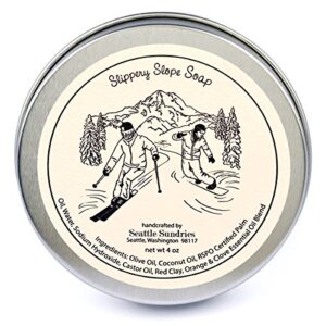 Seattle Sundries | Clove & Orange Soap Bar for Men & Women - 1 (4oz) Handmade Shower Bar Soap in a Reusable Travel Tin - Mountain Skiing Gift Idea.