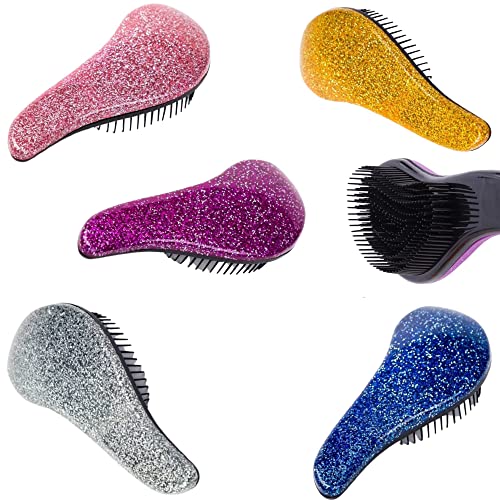 Ol'Art Detangler Brush for Women, Men, Kids Hair - Glitter Detangling Hair Brush for Curly, Natural, Wet, Dry, Fine, Curly, Thick, Straight Hair. Brush Glides Through Tangles & Knots Painlessly, Pink