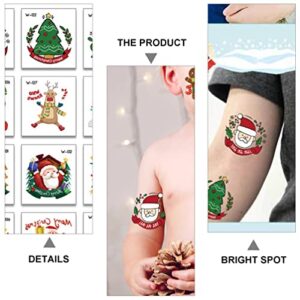 Santa Stickers Christmas Temporary Tattoos: 20pcs Santa Claus Snowman Reindeer Gingerbread Man Fake Tattoo Decals Winter Holiday Party Favors Stocking Stuffers