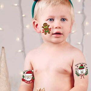 Santa Stickers Christmas Temporary Tattoos: 20pcs Santa Claus Snowman Reindeer Gingerbread Man Fake Tattoo Decals Winter Holiday Party Favors Stocking Stuffers