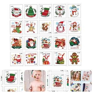 Santa Stickers Christmas Temporary Tattoos: 20pcs Santa Claus Snowman Reindeer Gingerbread Man Fake Tattoo Decals Winter Holiday Party Favors Stocking Stuffers