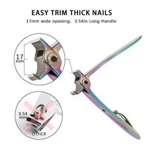 Werlla Toenail Clippers for Thick Nails, Toe Nail Clippers for Women, Long Handle Effortless 17mm Wide Jaw Opening for Men & Seniors, Extra Large Stainless Steel Nail Clippers(Multi-Colored)