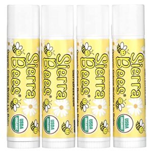 organic lip balms, creme brulee, 4 pack, 0.15 oz (4.25 g) each, sierra bees