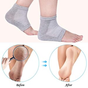 Bememo Soft Gel Heel Socks Ventilate Open Toe Socks 4 Pairs for Dry Hard Cracked Skin Moisturizing Day Night Care Skin (Gray)