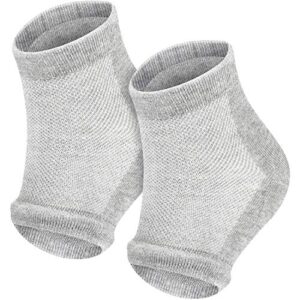 Bememo Soft Gel Heel Socks Ventilate Open Toe Socks 4 Pairs for Dry Hard Cracked Skin Moisturizing Day Night Care Skin (Gray)