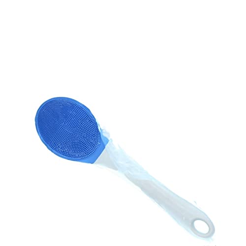 INGVY Dry Brushing Body Brush Electric Massage Bath Brush Long Handle Double-Sided Vibration Bath Brush Bath Massage Soft Silicone Bath Brush 3 Frequency (Size : Blue)