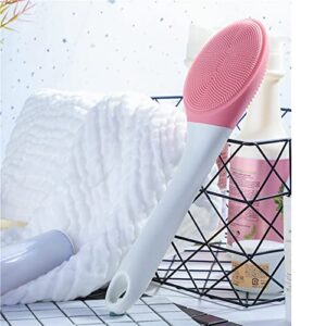 INGVY Dry Brushing Body Brush Electric Massage Bath Brush Long Handle Double-Sided Vibration Bath Brush Bath Massage Soft Silicone Bath Brush 3 Frequency (Size : Blue)