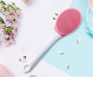 INGVY Dry Brushing Body Brush Electric Massage Bath Brush Long Handle Double-Sided Vibration Bath Brush Bath Massage Soft Silicone Bath Brush 3 Frequency (Size : Blue)