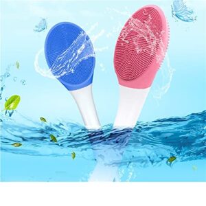 INGVY Dry Brushing Body Brush Electric Massage Bath Brush Long Handle Double-Sided Vibration Bath Brush Bath Massage Soft Silicone Bath Brush 3 Frequency (Size : Blue)