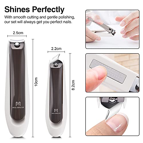 Nail Clippers for Seniors Elderly,Miss Dream 2Pcs Premium Fingernail and Toenail Clippers Set for Men and Women,New Type Nail Cutter, Sharp and No Splash
