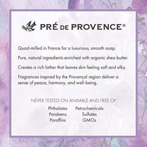 Pre de Provence Artisanal French Moisturizing Soap Bar, Shea Butter Enriched, Quad Milled for Long Lasting Rich Smooth Lather, 5.3 Ounce, Rose Petal