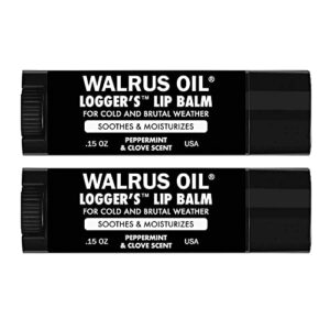 WALRUS OIL - Logger's Lip Balm, 2-Pack, 100% Vegan, Made with Candelilla Wax, Almond Oil, Coconut Oil, Jojoba Oil, and Natural Ingredients.