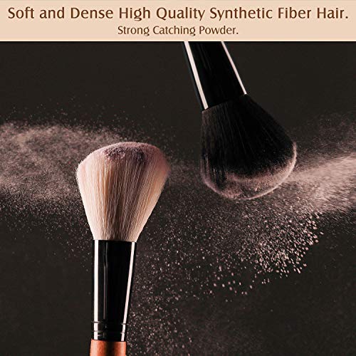 ZOREYA Makeup Brush Set ,15pcs Unique Walnut Makeup Brushes with Nobility,Professional Premium Synthetic Foundation Powder Concealers Eye Shadows Makeup brushes Set with Perfect Vegan Leather Bag