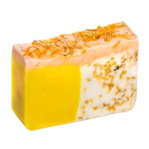 orange soap with calendula oil (4oz) – handmade soap bar with orange, yuzu and calendula essential oils, flower petals – organic and all-natural – by falls river soap company