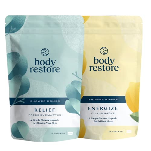 Body Restore Shower Steamers Aromatherapy (15 Packs x 2) - Gifts for Mom, Gifts for Women & Men, Shower Bath Bombs, Eucalyptus, Citrus Grove Essential Oils, Stress Relief