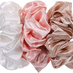 6 Pieces Satin Silk Scrunchies for hair, Big Hair Scrunchies Satin Hair Ties Ponytail Holder No Hurt Your Hair