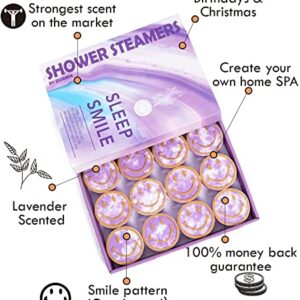 EUSEMIA Shower Steamers Aromatherapy Gifts for Women 12 Pcs Lavender Essential Oils Scented Shower Bath Steamer Body Restore Shower Steamers Tablets for Stress Relief (1PACK)