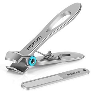 thick toenail clipper – vepkuso wide jaw opening oversized stainless steel toenail cutter with nail file for thick nail, extra large fingernail toenail trimmer for men&women