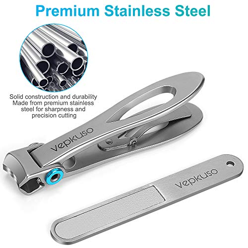 Thick Toenail Clipper – Vepkuso Wide Jaw Opening Oversized Stainless Steel Toenail Cutter with Nail File For Thick Nail, Extra Large Fingernail Toenail Trimmer for Men&Women