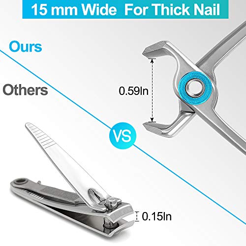 Thick Toenail Clipper – Vepkuso Wide Jaw Opening Oversized Stainless Steel Toenail Cutter with Nail File For Thick Nail, Extra Large Fingernail Toenail Trimmer for Men&Women
