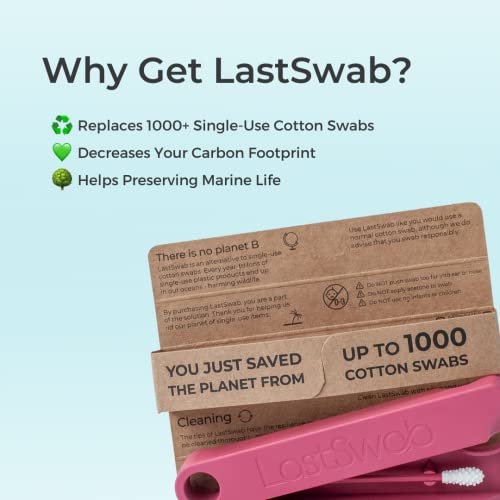 LastSwab® Reusable Cotton Swabs for Ear Cleaning by LastObject® - Eco Friendly Q tips for Ears in Black - 1 Reusable Qtips is equivalent of 1000 common Cotton Swab - Zero Waste Products