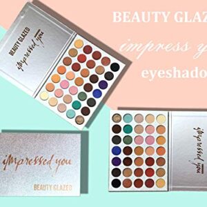 Impress You Eyeshadow Palette, Highly Pigmented 35 Shades Matte and Shimmers Makeup Palette, Blendable Long Lasting Waterproof Eye Shadow, No Flaking, Little Fall Out, Stay Long, Hard Smudge, Cruelty- Free Makeup Pallet, Full Face Eye Make Up for Beginner
