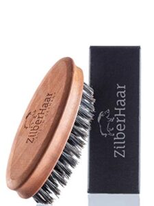 zilberhaar pocket mustache and beard brush – stiff boar bristles small brush – perfect beard grooming tool – relieves beard itch – short and medium – made in germany
