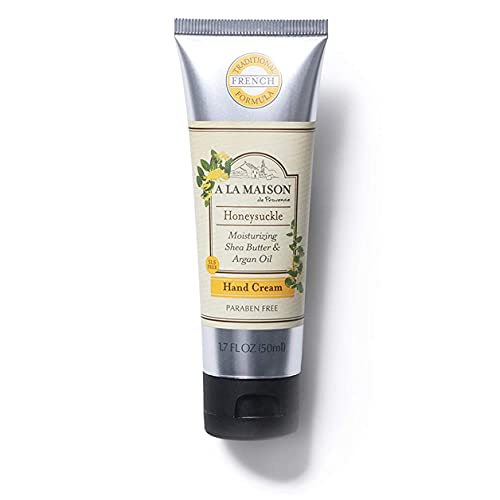 A LA MAISON De Provence Hand and Body Cream | Natural Moisturizing Lotion with Argan Oil and Shea Butter | Moisturizer for Dry Skin | Paraben and Phthalates Free | Honeysuckle Scent 1.7 Oz (1 Pack)