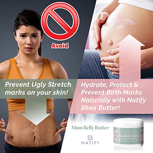 Natifi by Fertifi Mom Belly Butter Maternity Stretch Marks Prevention Pregnancy Skin Care Intensive Treatment 5.5 Oz. Collagen, Coconut Oil, Shea Butter, Almond Oil, Vitamin E & Cucumber. Natif-But-1