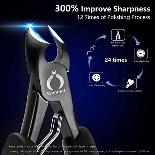 Toe Nail Clippers, Podiatrist Toenail Clippers for Thick Nails for Seniors for Men Wanmat (Black)