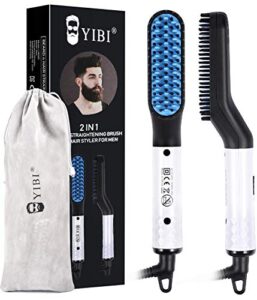 beard straightener for men – faster heated ionic technology beard straightening comb – electric portable men’s hair styling brush for him dad husband