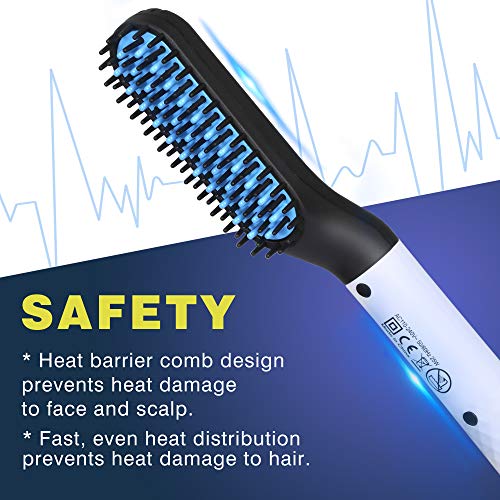 Beard Straightener for Men - Faster Heated Ionic Technology Beard Straightening Comb – Electric Portable Men’s Hair Styling Brush for Him Dad Husband