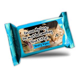 excuse my dog wipes – funny dog and cat lovers gag gift for adults – adult stocking stuffers made in america – travel size