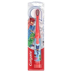 colgate kids battery powered toothbrush, pj masks, extra soft bristles, 1 pack, characters may vary