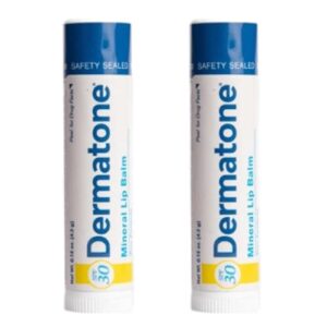 dermatone mineral lip balm spf 30 | moisturizing | reef safe | uva/uvb broad spectrum protection | zinc formula|cruelty free and paraben free | made in the usa | 0.15 oz | 2-pack