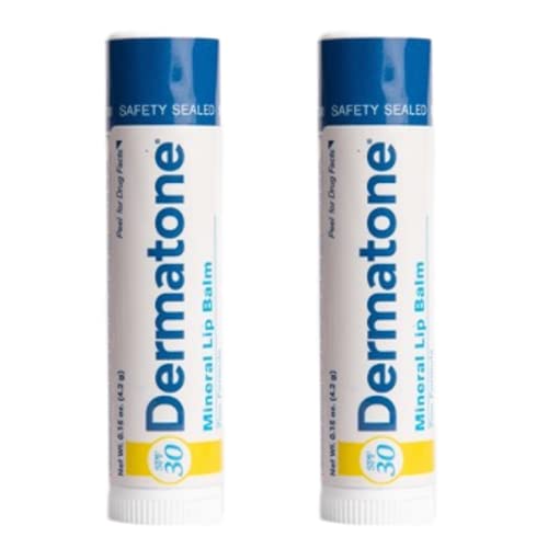 Dermatone Mineral Lip Balm SPF 30 | Moisturizing | Reef Safe | UVA/UVB Broad Spectrum Protection | Zinc Formula|Cruelty Free and Paraben Free | Made in the USA | 0.15 oz | 2-Pack